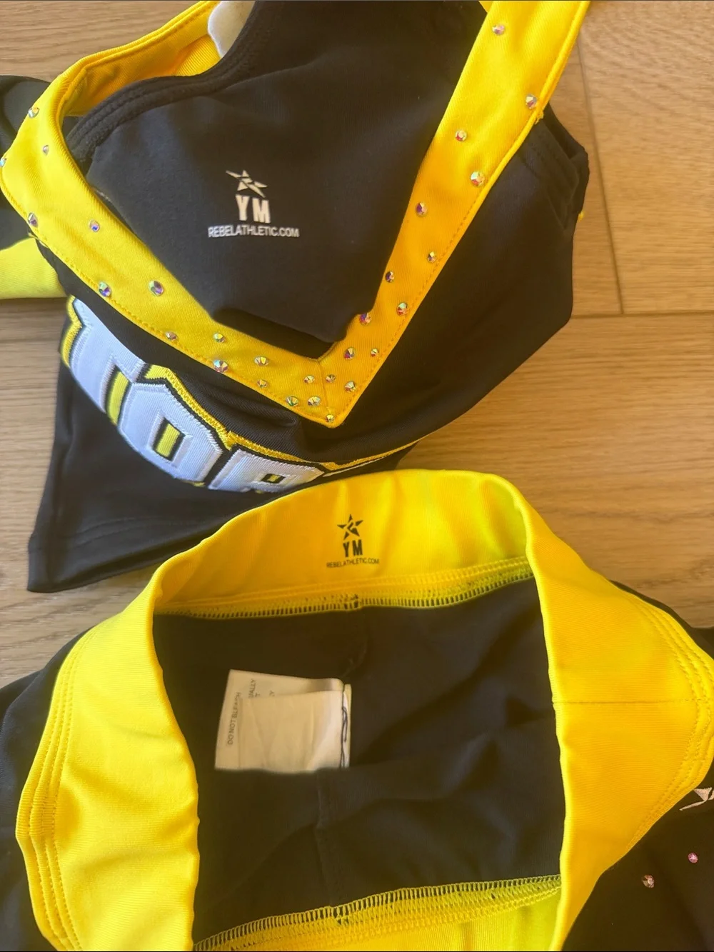 TopGun Kids Black & Yellow Dance Costume Set - Performance Skirt & Top